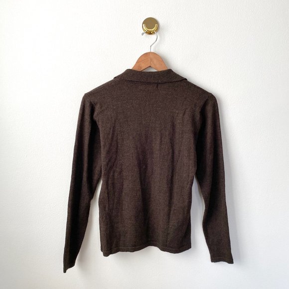 90s Brown Button Down Wool Sweater - Picture 5 of 5